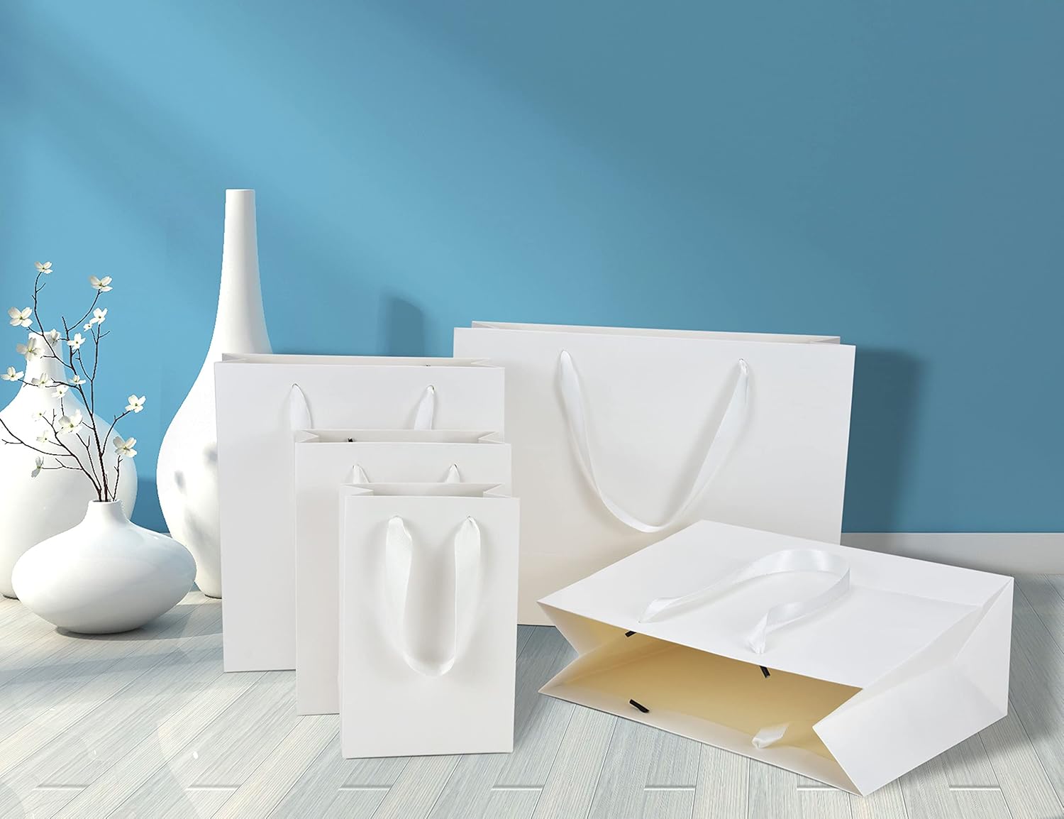 HUAPRINT White Paper Gift Bags, 20 Pack, 13x5x10in - Large Capacity Retail/Party/Favor/Wedding Bags With Handles - Image 5