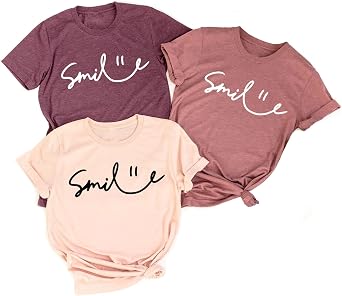 Smile T-Shirt, Positive Shirts, Fun Motivational Shirt for Men and Women, Womens Cute Summer Graphic Tee, Happy Short Sleeve Tshirts, Sarcastic Shirt Blouse Tops