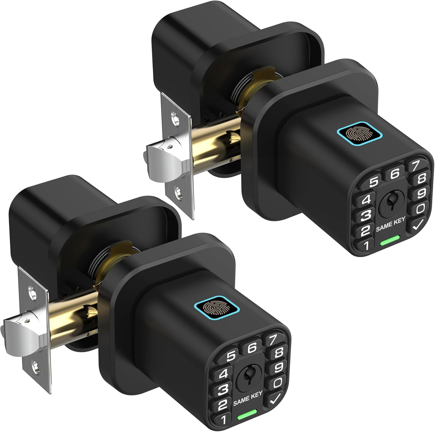 Fingerprint Door knob, Smart Biometric Door Lock with Keypad, Keyless Entry Code Door Knob, Waterproof & Weatherproof, Auto Lock,Voice Navigation, for Bedroom, Gate,Office