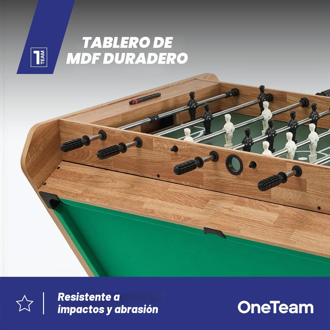 OneTeam FunArena 3en1 – Mesa de juegos: futbolín, billar, air hockey; multifuncional, estable, compacta con campos de juego intercambiables, ideal para el hogar, salas comunes y salas de juegos