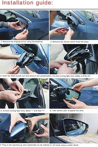 Miniatura 8 de 2 unids calentado con señal de giro antimareos espejo de visión lateral azul gafas reemplazo para 2020 Toyota Hiace 300 tipo 6 espejo retrovisor