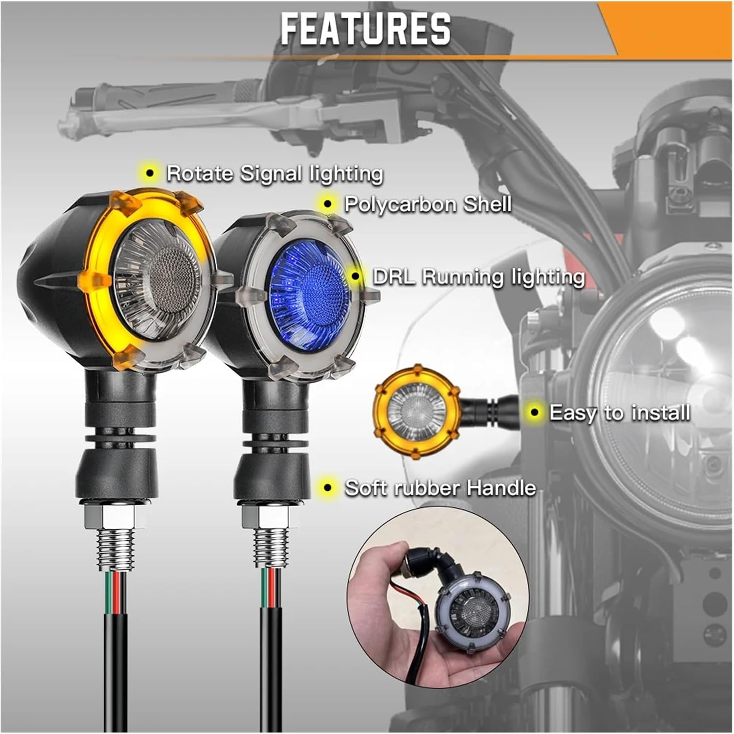 Generic Mini uniwersalne wskaźniki Dla Kawasaki Dla Versys 650 1000 ZX6R ZX10R ZX7R ZX11 Lampki sygnalizacyjne LED sekwencyjne płynne i migające Lampka kontrolna 12 V 10 mm Światło