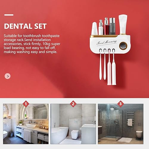 Miniatura 9 de Cabilock Estantes montados en la pared, soportes para cepillos de dientes, estante organizador de baño, estante para pasta de dientes, champú y