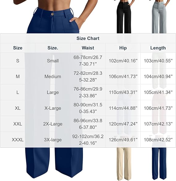 Womens Dress Pants Casual Wide Leg High Waisted Trousers Breathable Stretch Dressy Office Business Slacks with Pockets