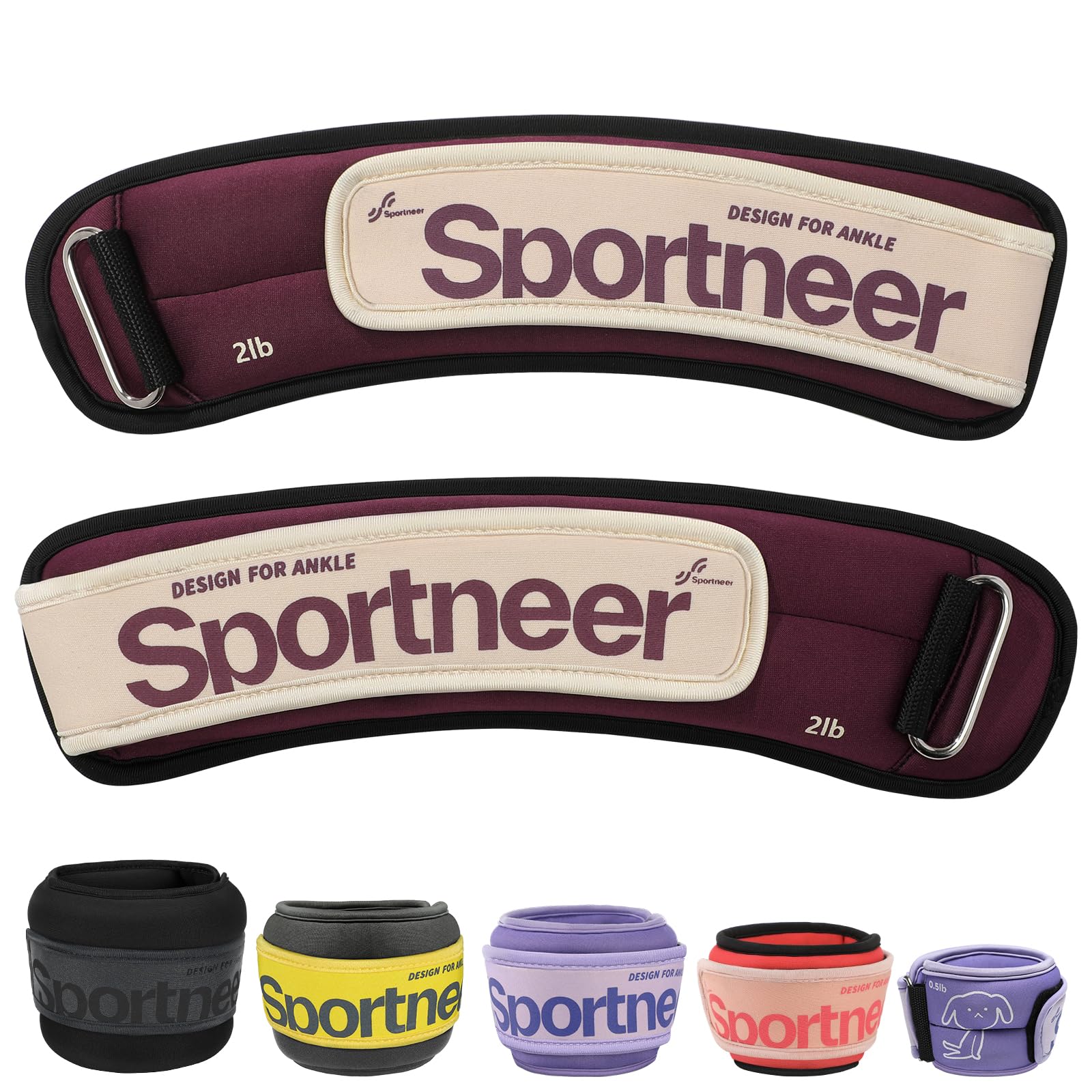 Sportneer Ankle Weights 2 x 0.23 kg/2 x 0.45 kg, 2 x 0.9 kg, 2 x 1.36 kg, 2 x 2.27 kg Wrist Leg Arm Weights for Women Men Kids Child with Adjustable Straps โ image 1