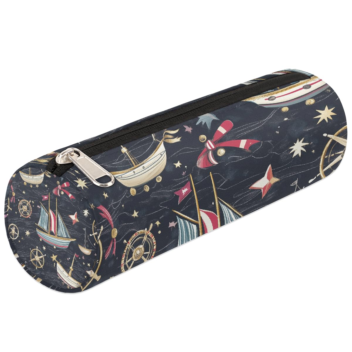 VQUVQV Boys Girls Pencil Case, Nautical Anchor Boat Zippered Pen Case for Stationery Toiletries Makeup Office Supplies, Portable Cosmetics Bag