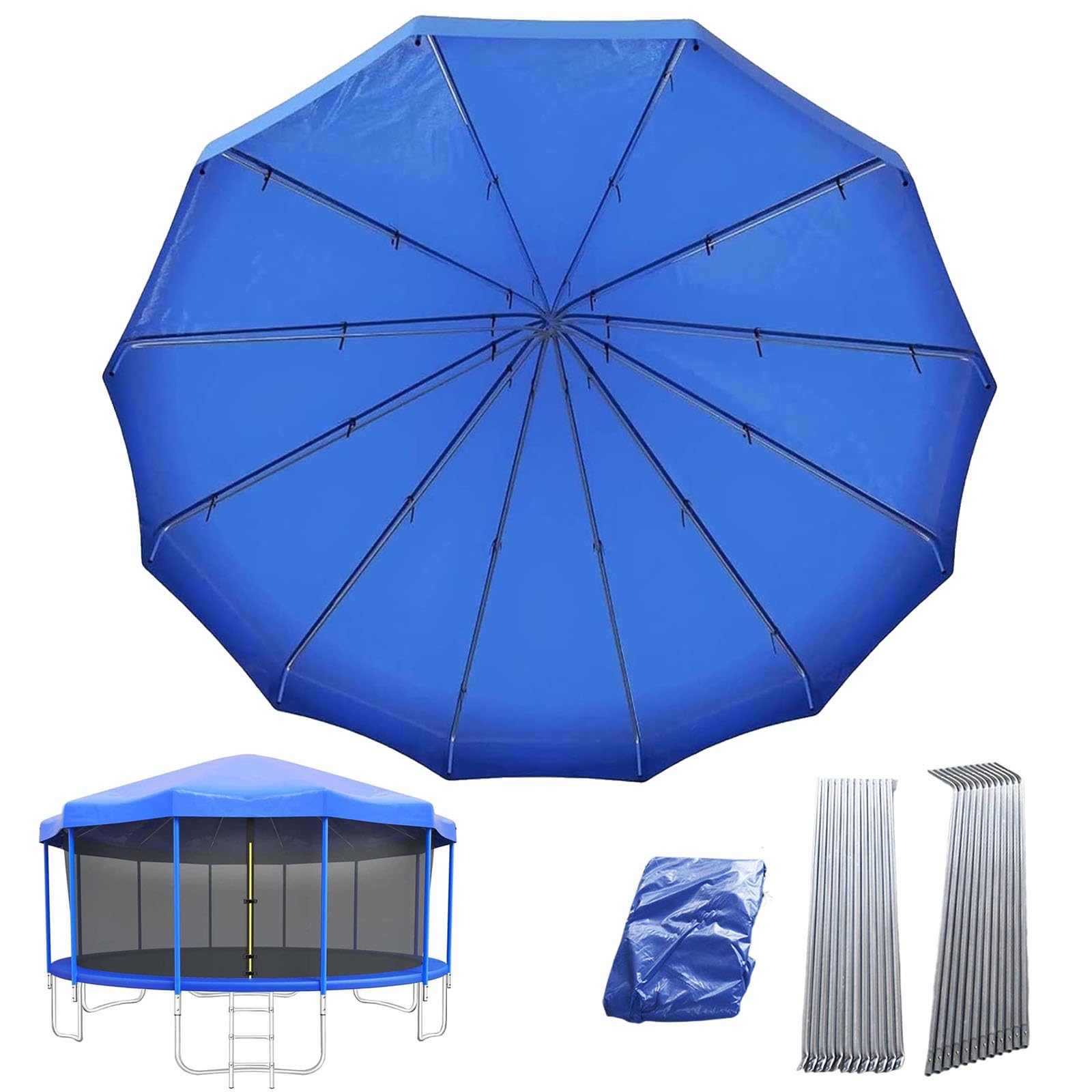 Trampoline Canopy Tent, Trampoline Shade Cover with Frame for 6ft, 8ft, 10ft, 12ft, 14ft, 16ft Trampolines Cover Top Accessories, Outdoor Sports Sun Shade Top Cover Roof - Sunshade, Rain and Snow(16ft