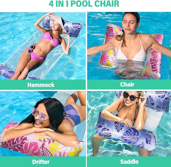 3 Pack Inflatable Pool Floats Hammock,Inflatable Pool Lounger,Pools Float Water Hammocks with Manual Air Pump,4-in-1 Water Hammock InflatableFloating Chair Bed Raft Recliner Float for Adult Kid