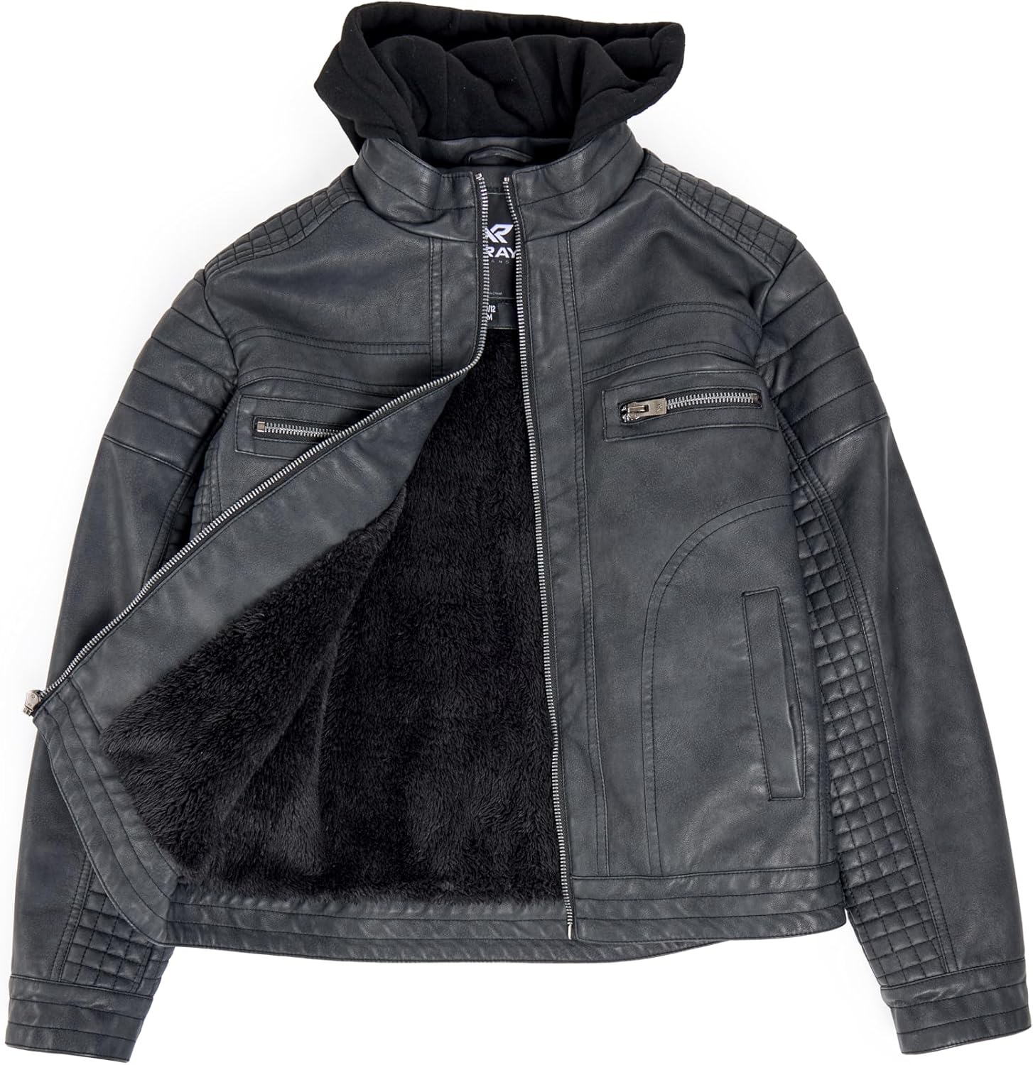 X RAY Teen Faux Leather Jacket for Fall & Winter (S - XL), Kids Outerwear Coat, Motorcycle PU Leather Jacket for Boys