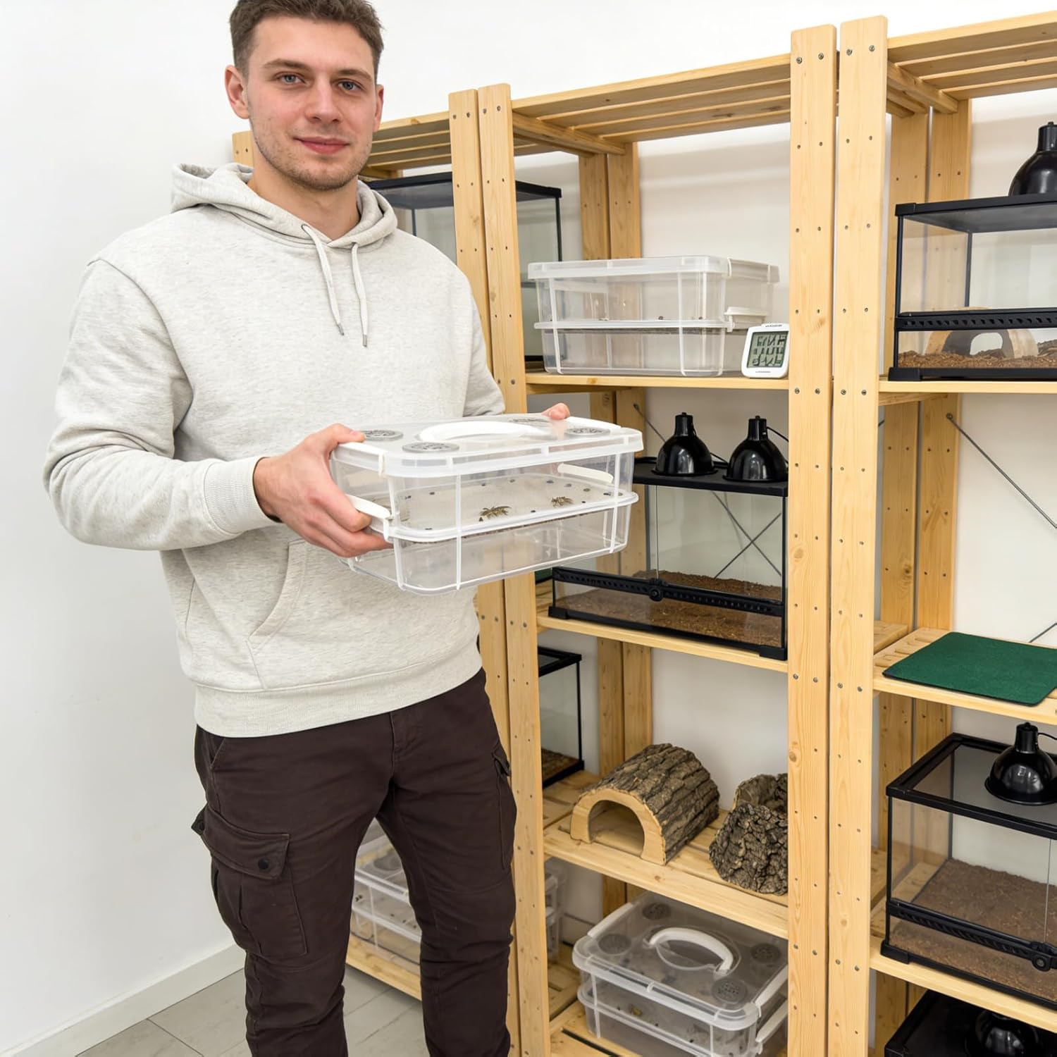 Mealworm Breeding Bins | Transparent Fine Mesh Corn Worm Feeding Bins | Mealworm Farm,for Bearded Dragon Birds Chickens Frogs Lizards Reptiles Sugar Gliders