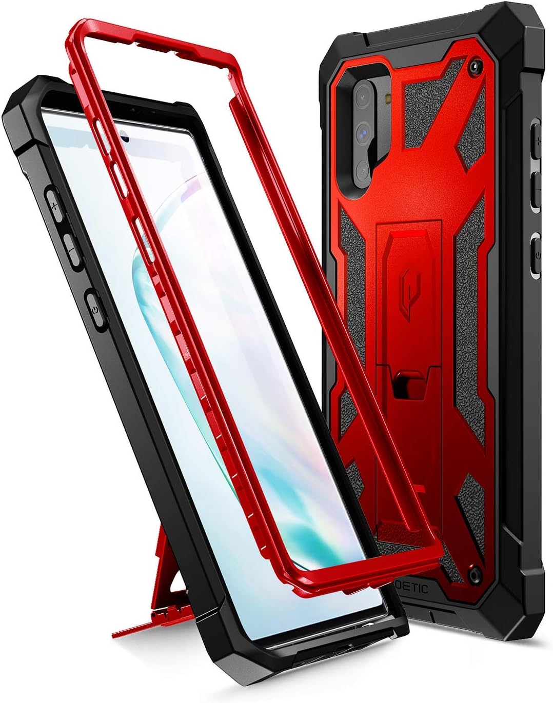 Rеvіеw Prоduсt Poetic Spartan Series Designed for Galaxy Note 10+ Plus 5G, Full-Body Rugged Dual-Layer Metallic Color Accent with Premium Leather Texture Shockproof Protective Cover with Kickstand, Metallic Red