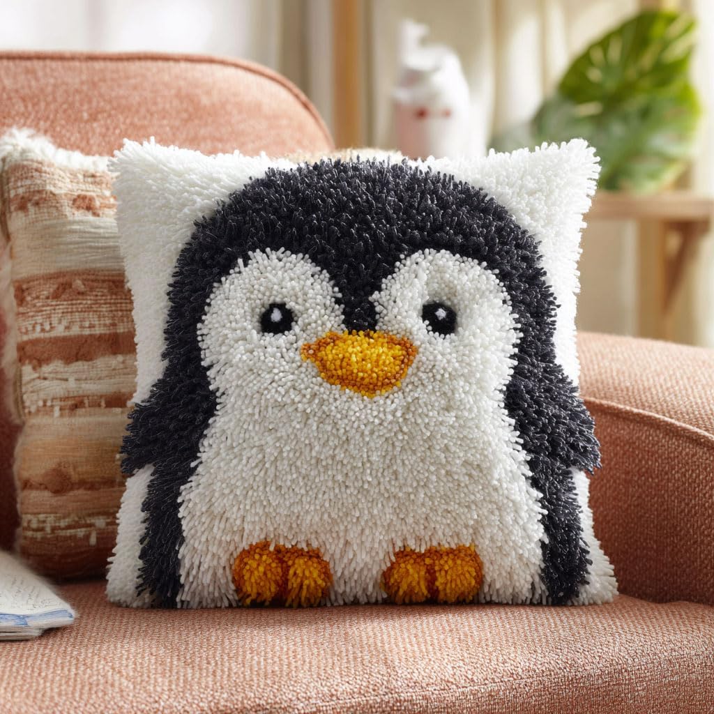 Taxpy Kit di Ganci a Chiusura per Cuscino Pinguino animale Set per Cuscini con Gancio di Chiusura 43X43cm DIY Kit Di Cuscino Con Gancio A Scatto