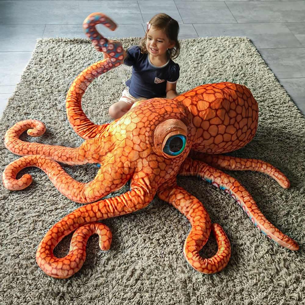 mikamax Peluche de Pulpo Gigante – 150 cm – Peluche Suave y Realista – Animales Marinos Pesados para niños – Idea de Regalo Divertida
