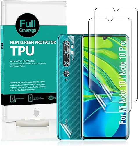 Ibywind Protector de pantalla para Mi Note 10Note 10 ProCC9 Pro, con 2 películas de TPU flexibles, 1 protector de lente de cámara, 1 película de