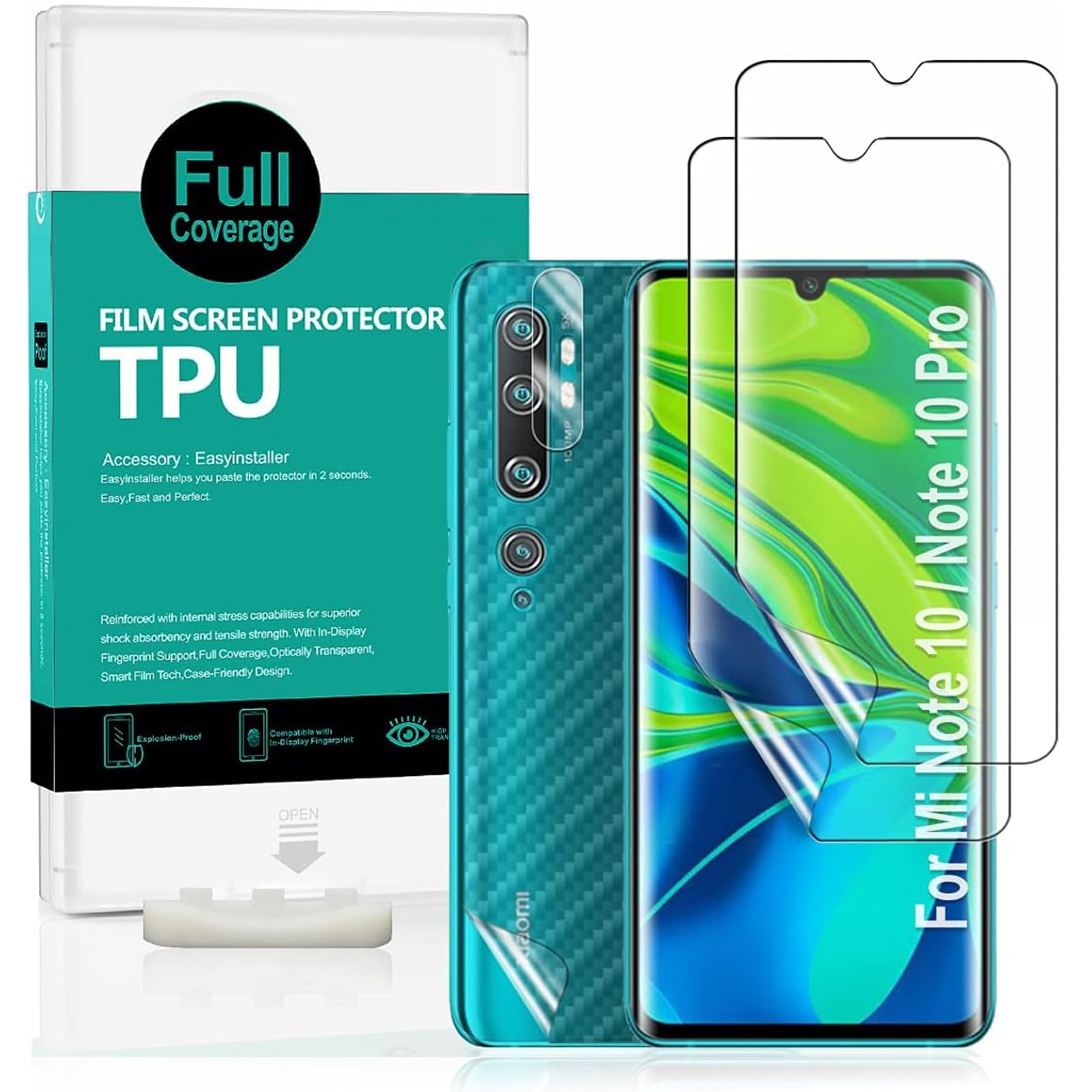 Ibywind For Mi Note 10/Note 10 Pro/CC9 Pro (2 Pcs) Screen Protector,Flexible TPU Film,With 1Pc Camera Lens Protector,1Pc Back Film,Bubble Free[Easy to install]