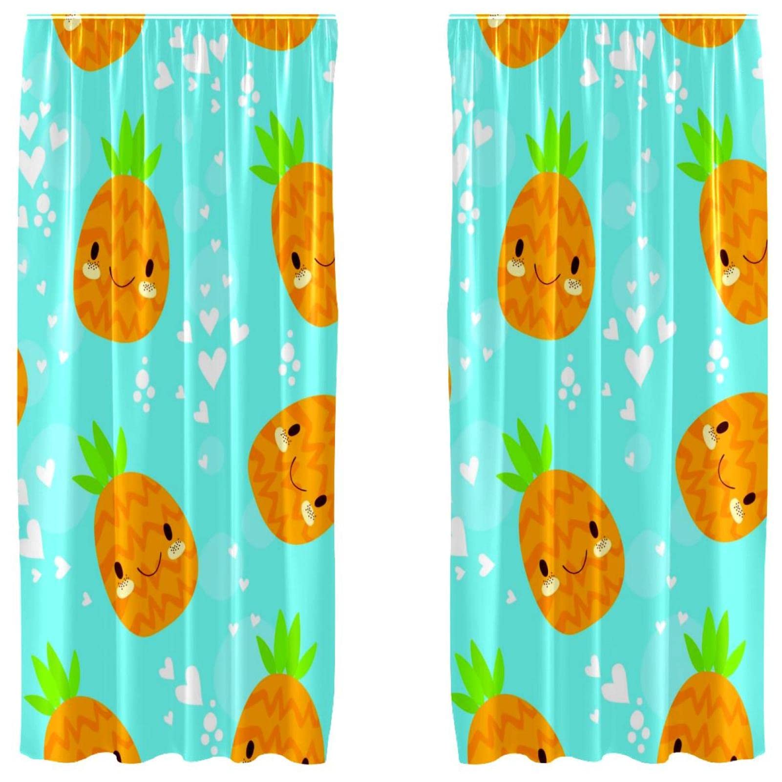 Rideaux occultants bleu ananas 140x213 cm en microfibre pour chambre