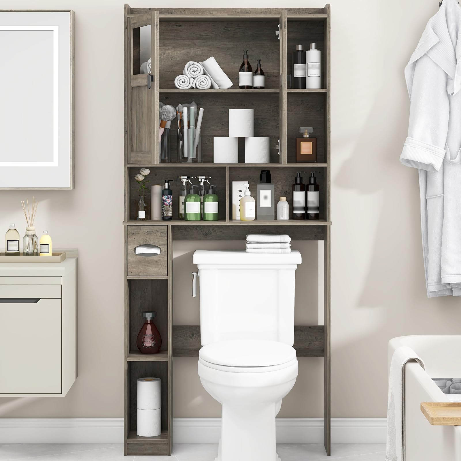 Etagere Bathroom Over Toilet Boho Chic White Rattan And Wicker