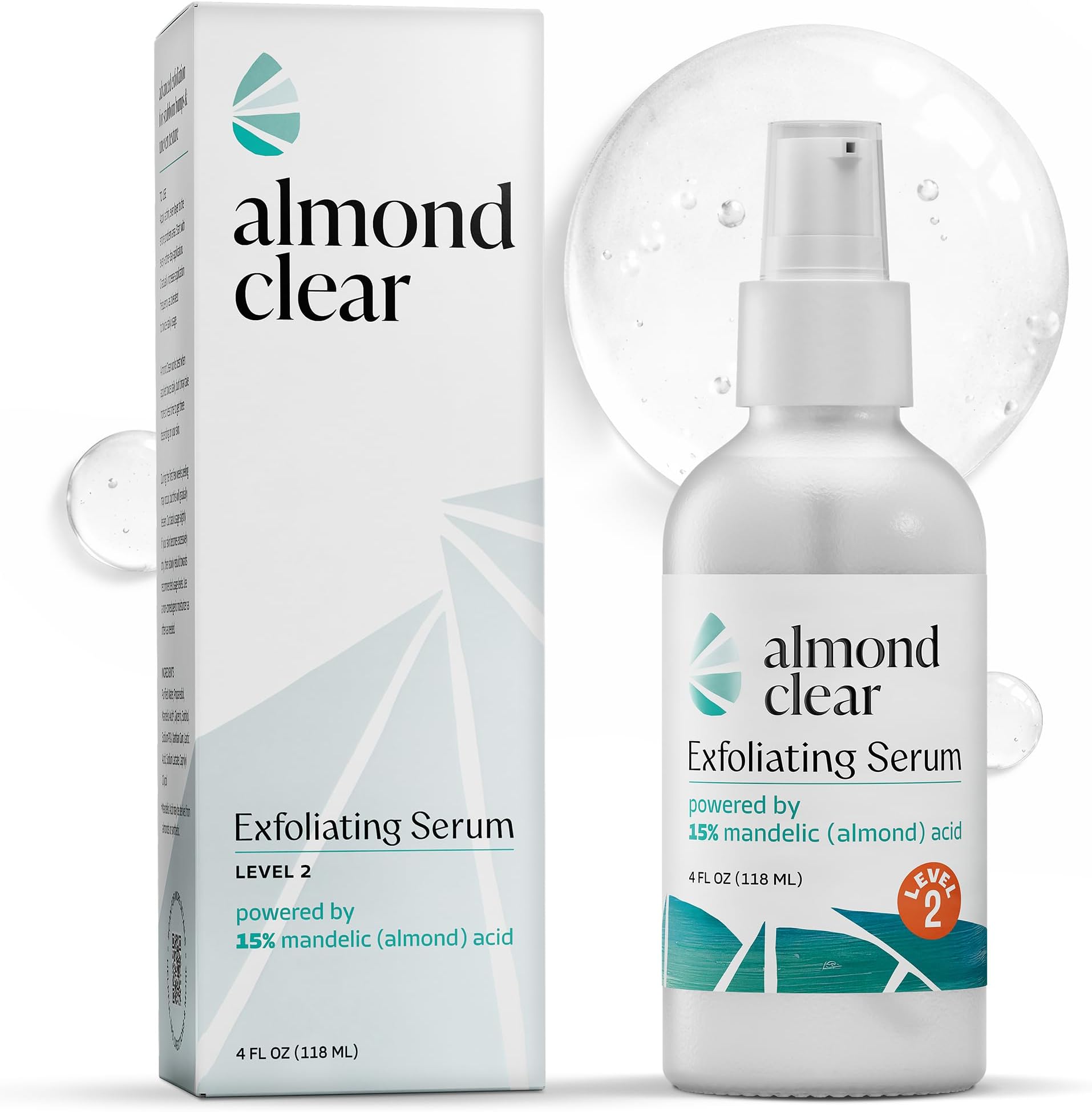 Almond Clear Body Clearing Serum [4 Fl Oz] Level 2 Acne Serum - Advanced Formula for Body Acne, Folliculitis, Back, Butt, Chest, Thighs, Shoulders - Mandelic Acid