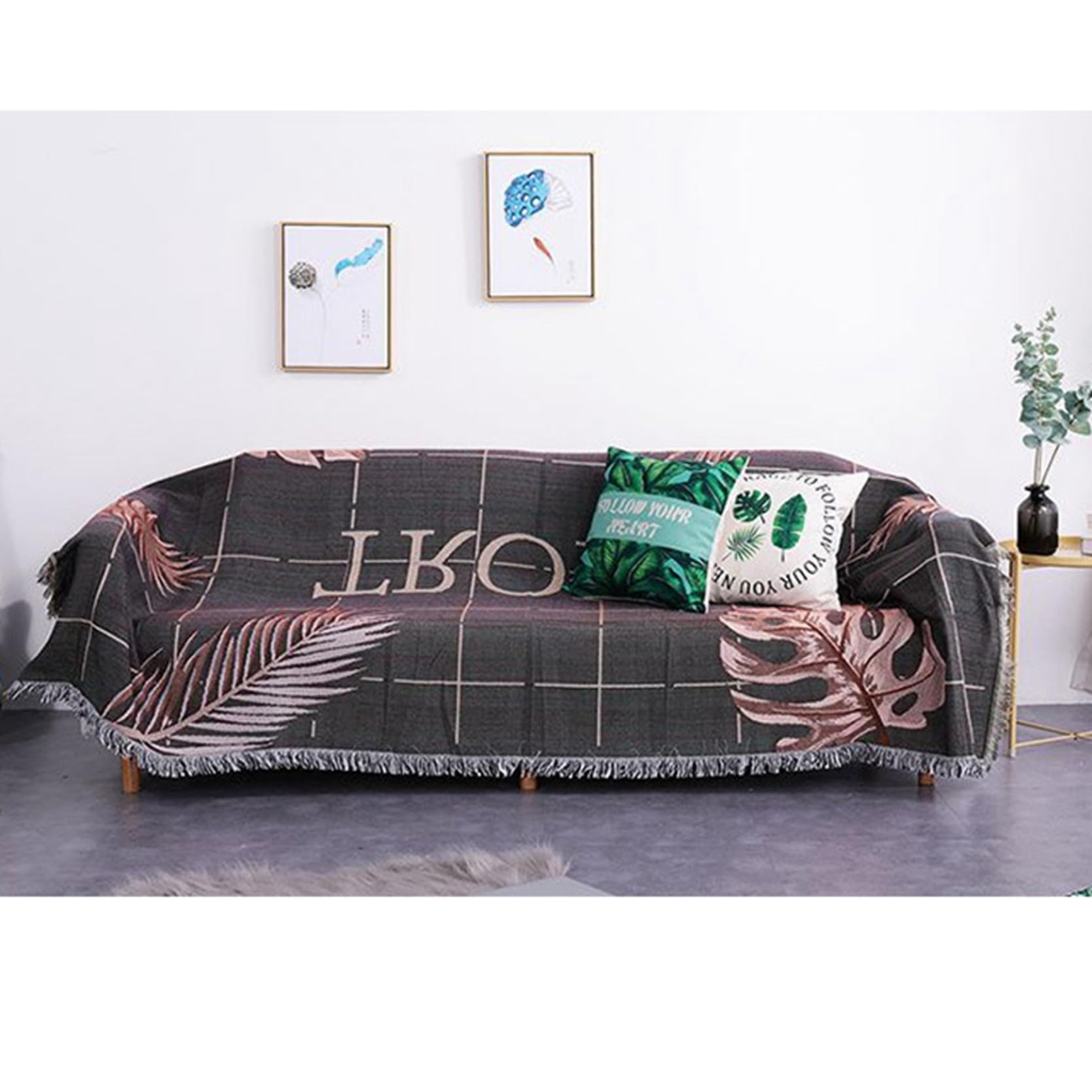 ソファーカバー ハワイアン モンステラ柄 ベッドカバー タオル160