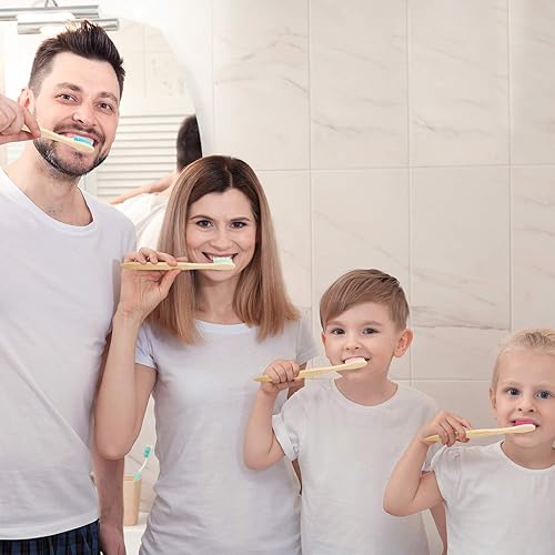 Miniatura 5 de 40 cepillos de dientes de bambú de carbón de dientes de carbón de dientes biodegradables cepillos de dientes de bambú natural con cerdas de nylon