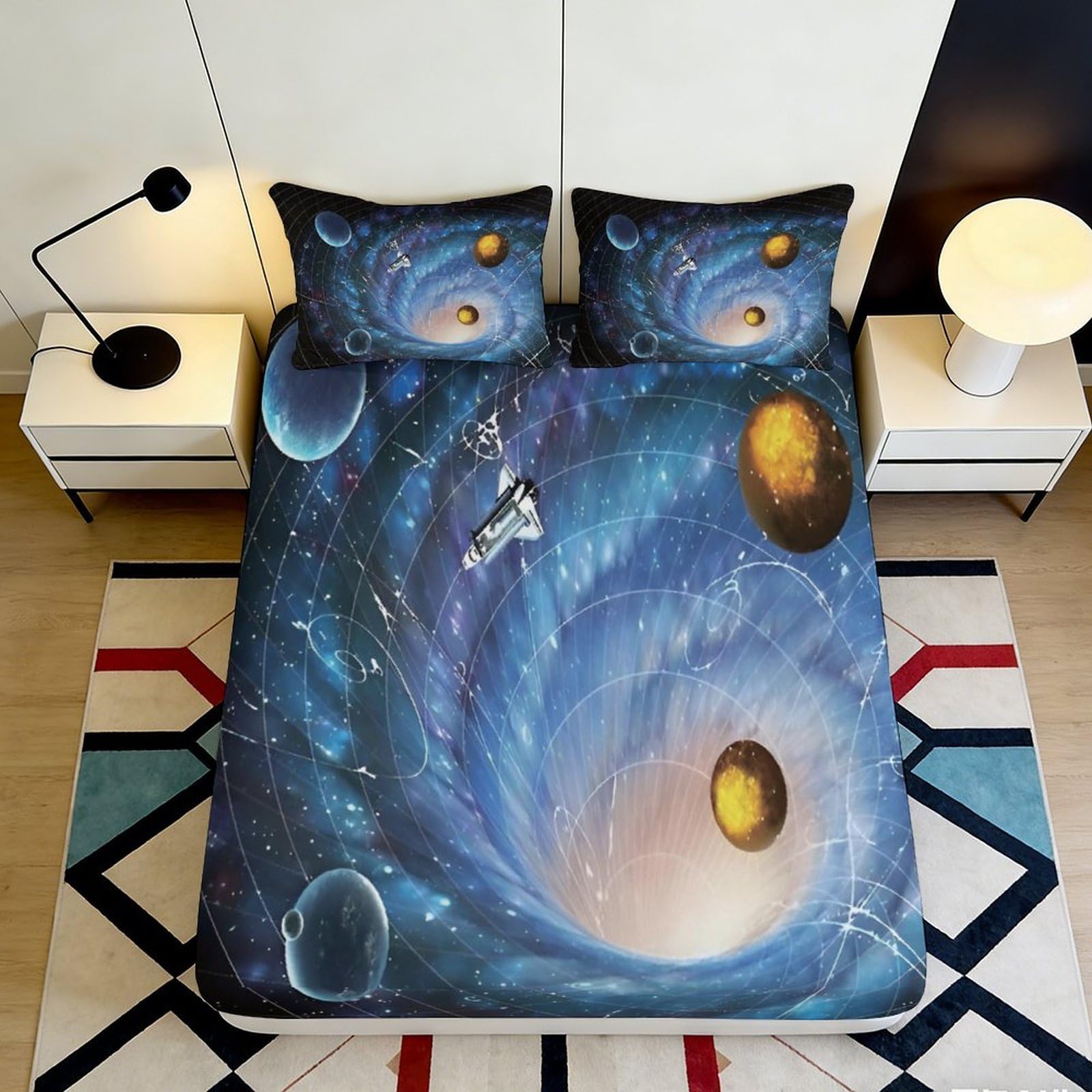 Jqzkxnhpbr Style-2 3D Printed Ocean Waves Fitted Sheet Microfiber Soft Blue Abstract Mattress Cover For Bedroom Guest Room Dorm Decor 90X200x25cm