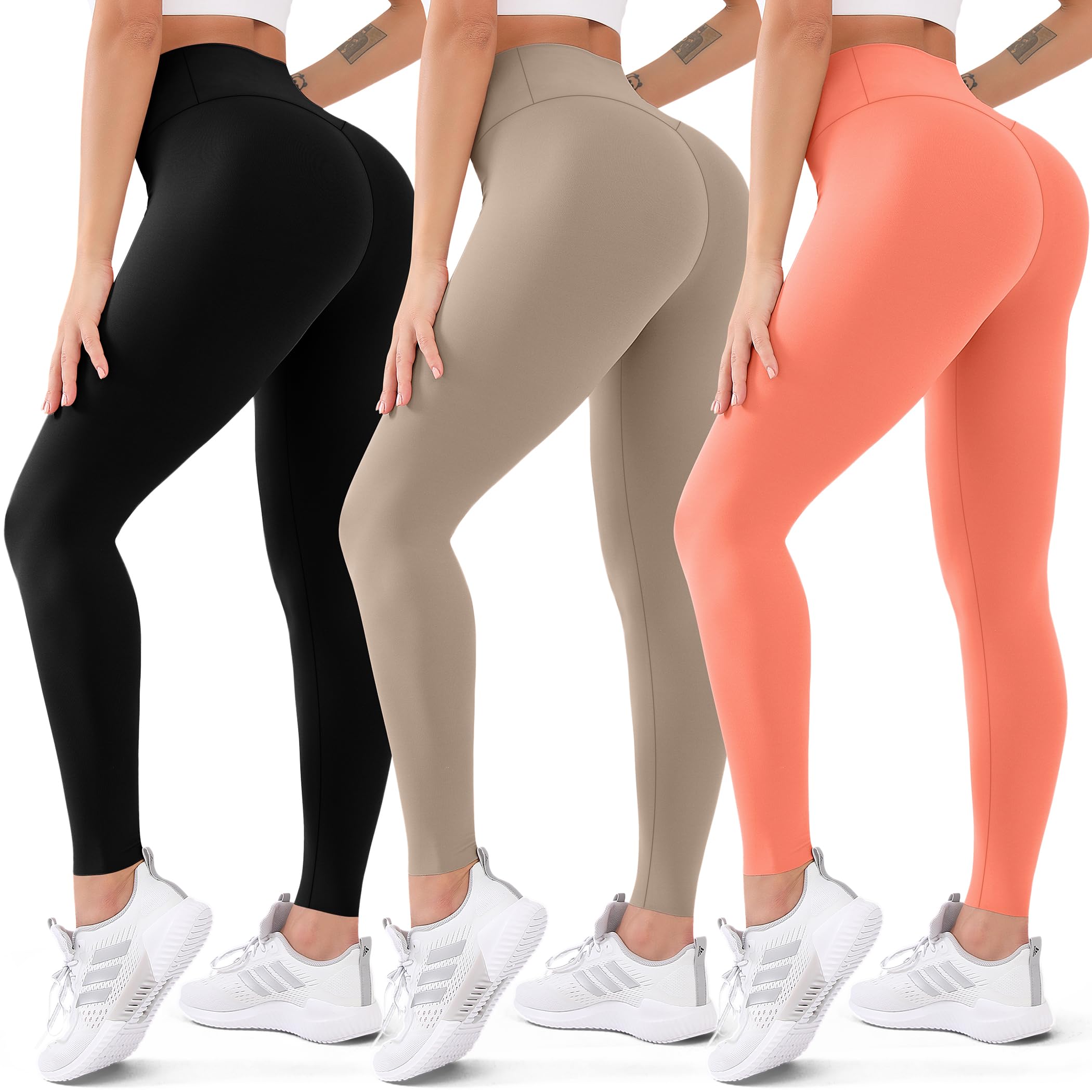 3 Pack High Waisted Leggings for Women Butt Lift Tummy Control Yoga Pants Non See-Through Workout Running Pants…
