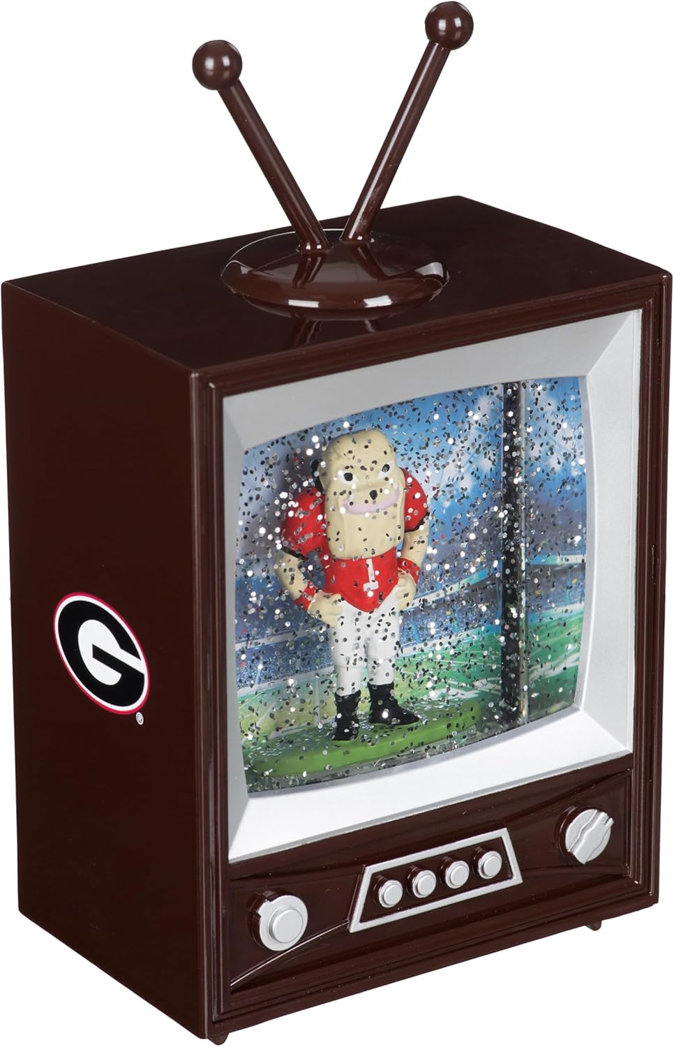 NCAA University of Georgia Snow Globe Lantern, Vintage TV Water Globe with Lights & Swirling Glitter, Battery Operated Christmas Tabletop Decoration, College Sports Gift for Men & Women Fans