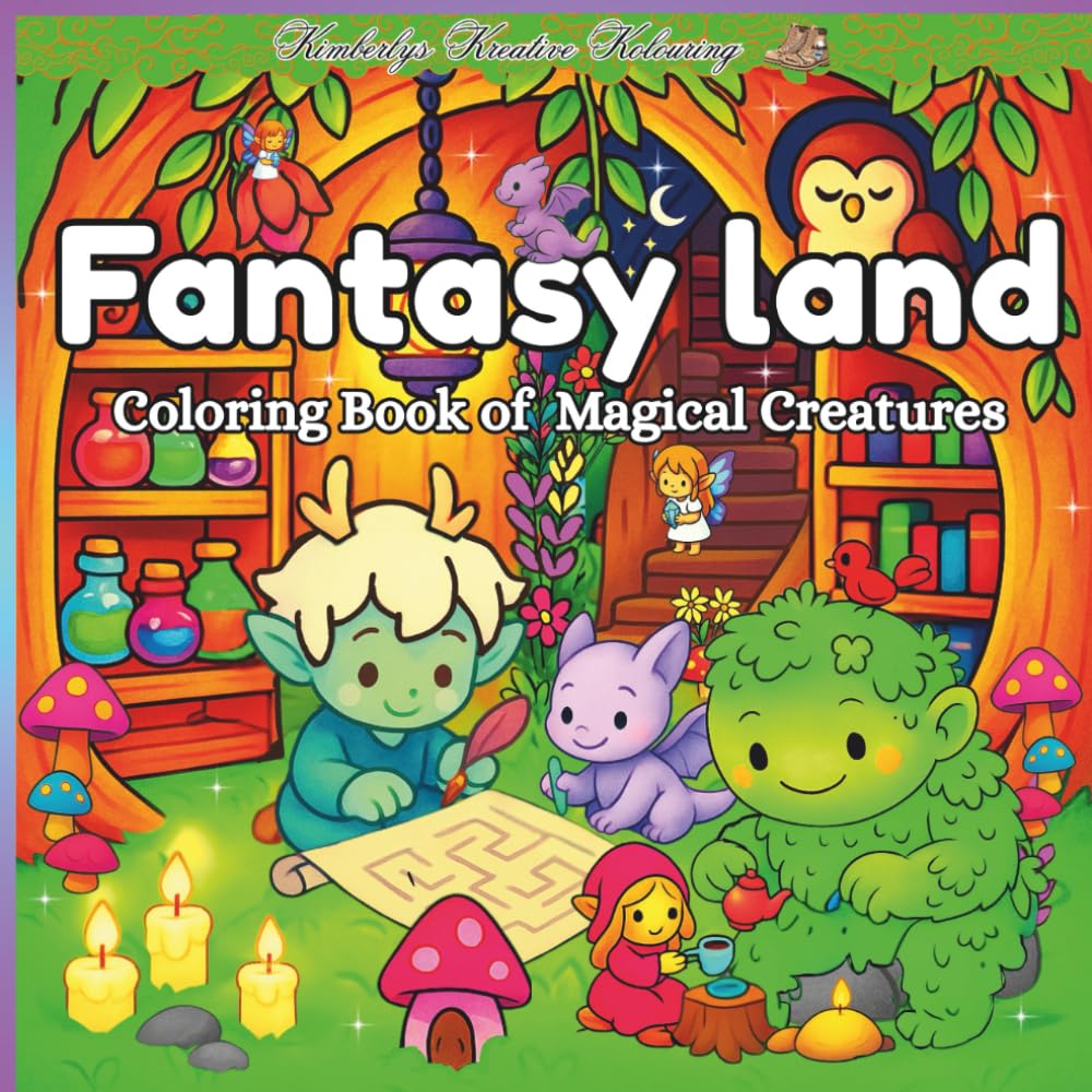 Fantasy Land Coloring Book of Magical Creatures: Cute, Cozy Moments with Mystical Beasts, Fairies, and Fantasy Adventures to Color