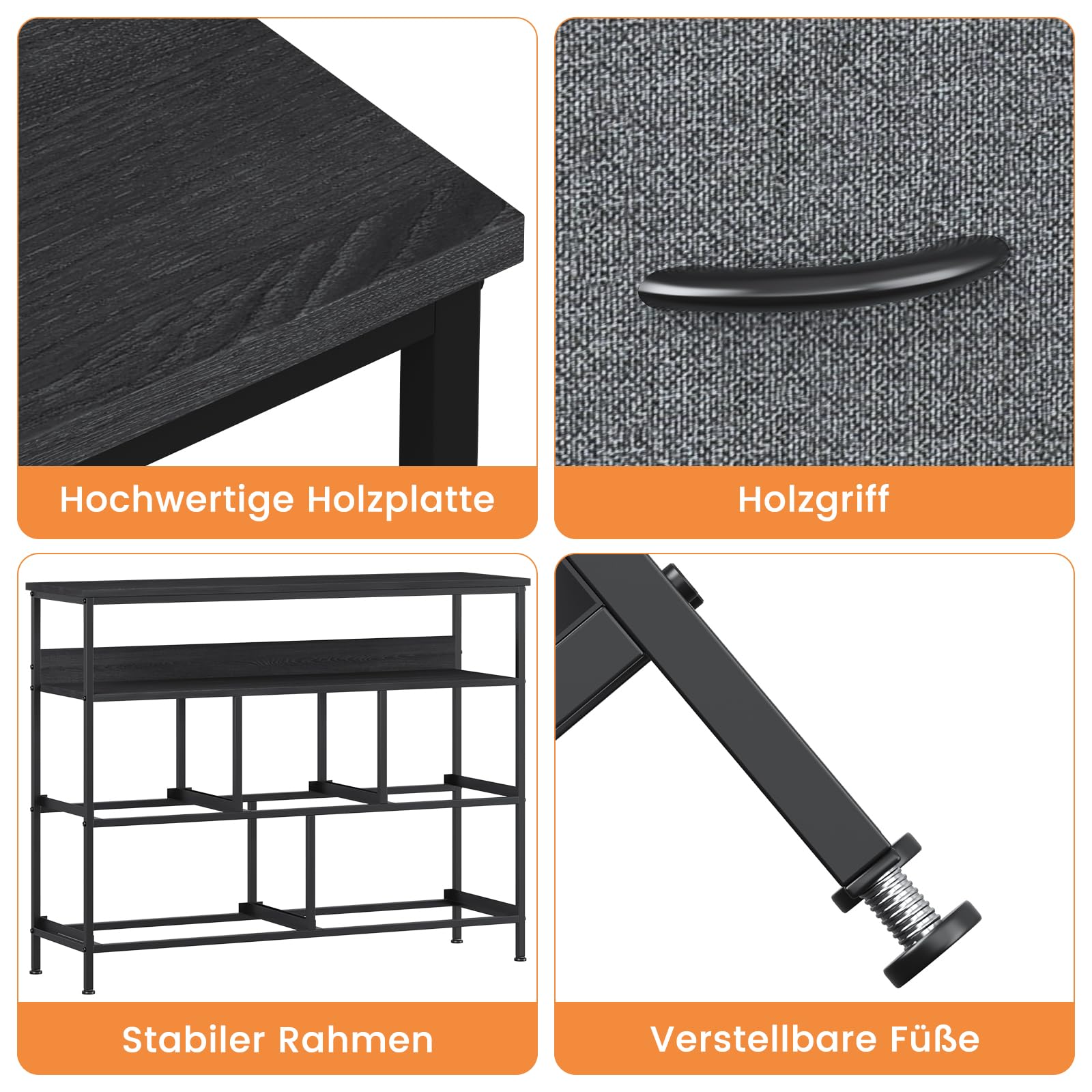 Kommode mit TV-Aufsatz, 5 Stoffschubladen – Stoff Kommode Schlafzimmer, stabilem Stahlrahmen & MDF-Platte | Kommode Organizer, Aufbewahrungsmöbel für Schlafzimmer, Wohnzimmer & Flur, Dunkelgrau