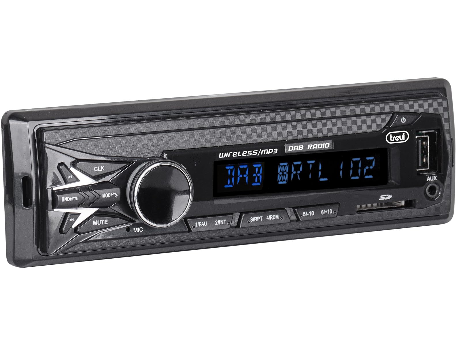 Trevi SCD 5751 Dab Autoradio Dab Dab+ FM 160 W, Bluetooth, USB, SD, AUX-in, antenne Dab fournie