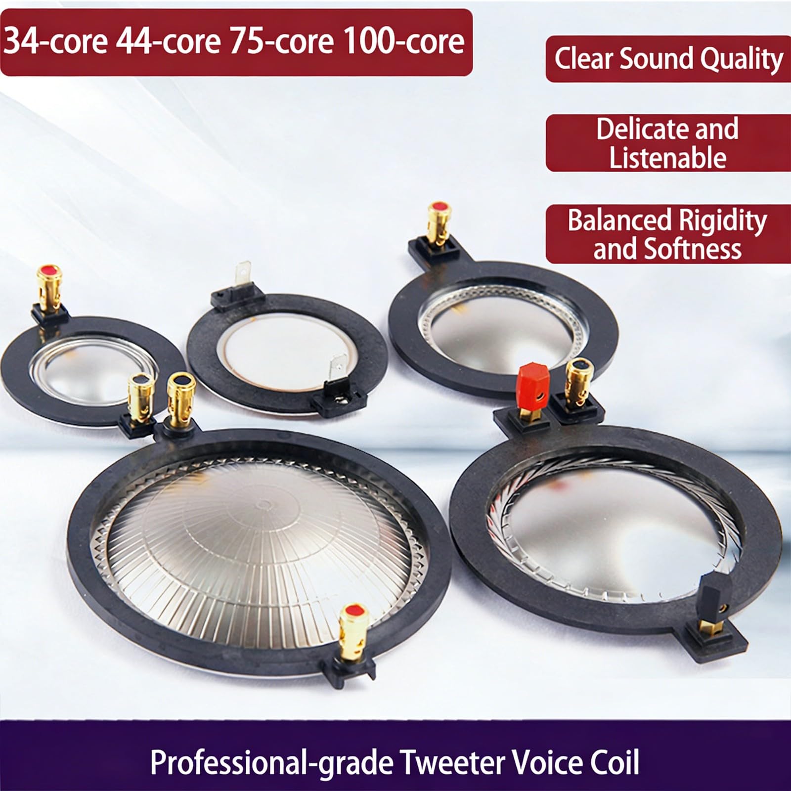 2 Stück 34 mm / 44 mm / 75 mm / 100 mm Metall Hochtöner, 100 cores