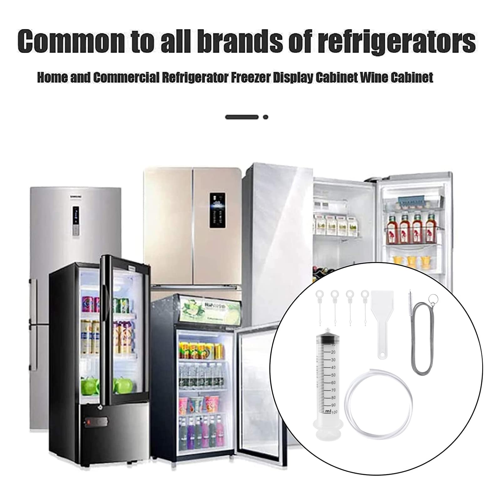 8 Piezas Herramientas de Limpieza de frigoríficos,Cepillo de Limpieza para frigorífico,Kit de Limpieza del Orificio de Drenaje del refrigerador,Reutilizable de Limpieza para frigoríficos