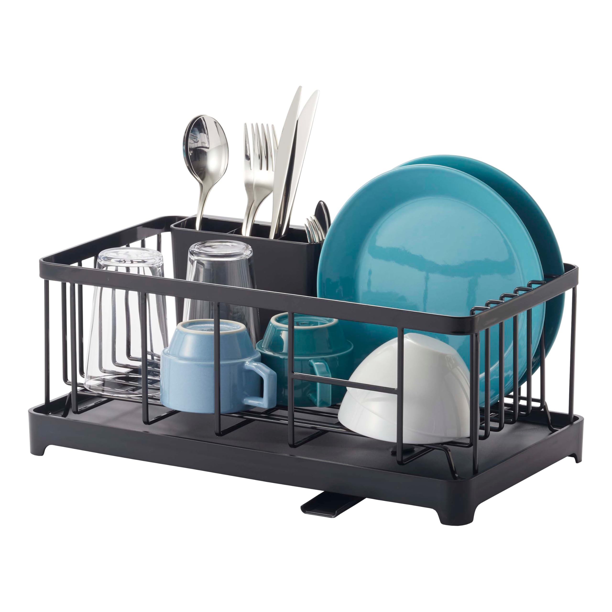 YAMAZAKI 2876 Tower Wire Dish Drainer, Black, Steel/ABS Resin, 42 x 23 x 17 cm