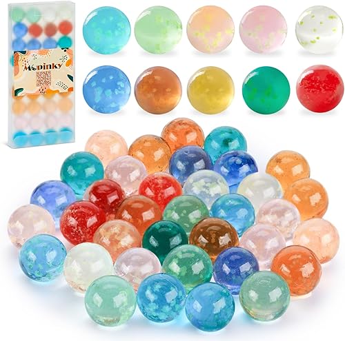 Miniatura 2 de FUTUREPLUSX 36 canicas de vidrio a granel, mármoles que brillan en la oscuridad de 0.630 in0.6 pulgadas, canicas de vidrio luminosas para niños,