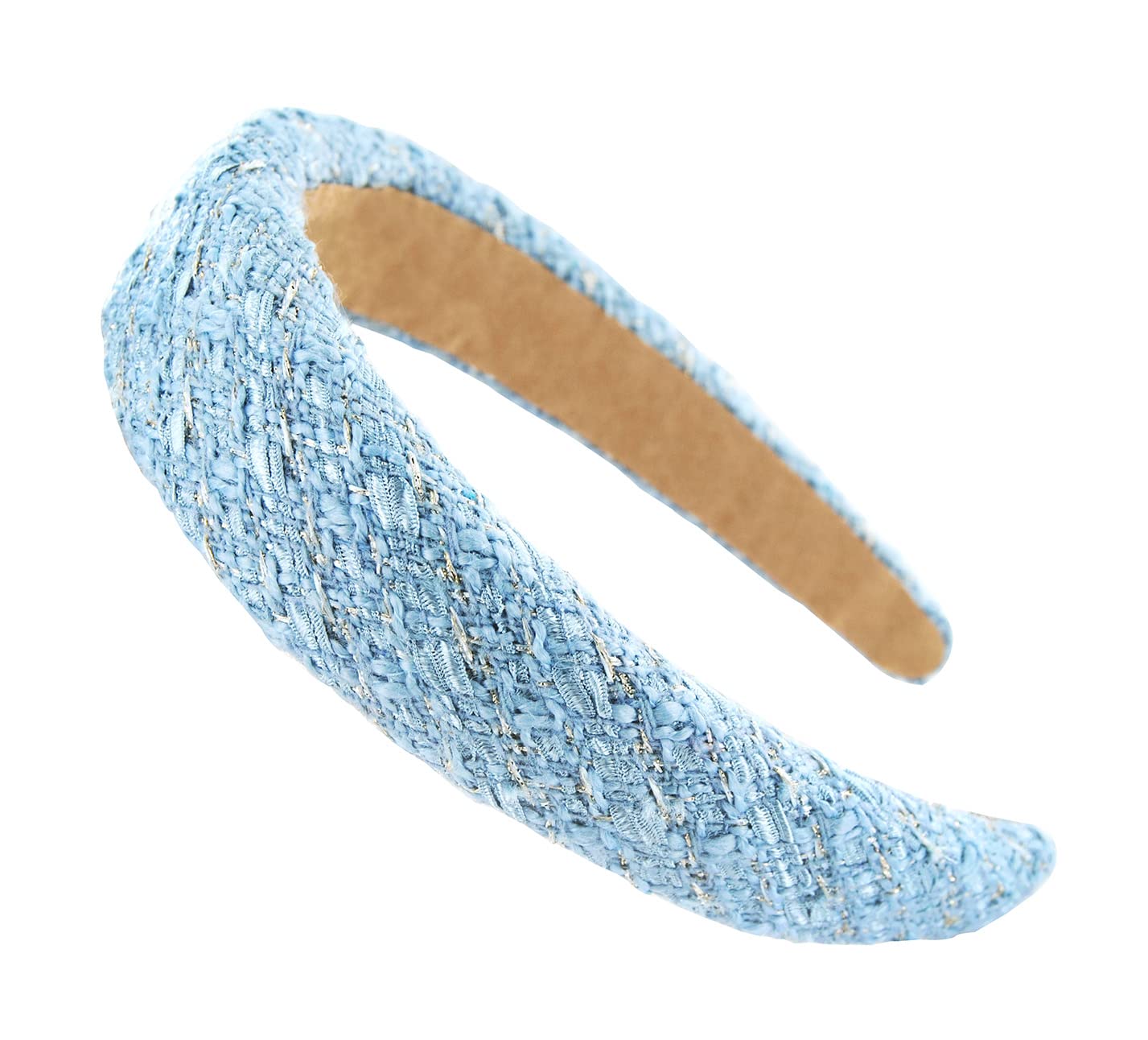 Axy Wide Headband with Tweed Fabric Padded - Beautiful Women's Headband Hair Accessories HRK8 (Blue) - Image 3