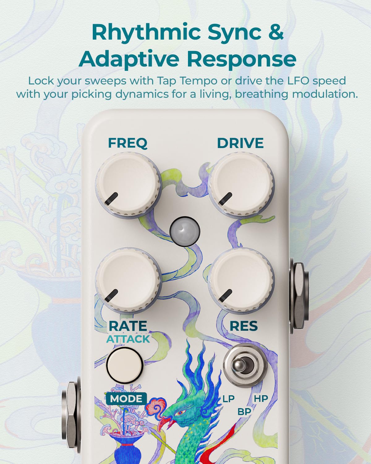 Hane Filter Pedal Pédale d'effets pour guitare | Avec Tap Tempo, modulation LFO, sensibilité tactile dynamique, suivi analogique pour Funk Quack & Synth Bass