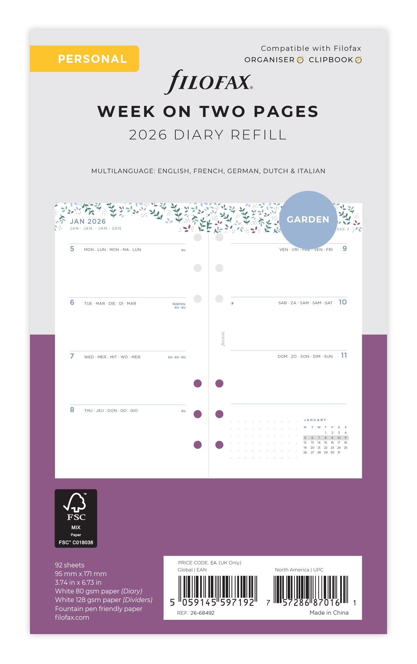Filofax A4 Blanco Index - Crème (6 Tabs Filofax A4 Blanco Index - Crème (6 Tabs