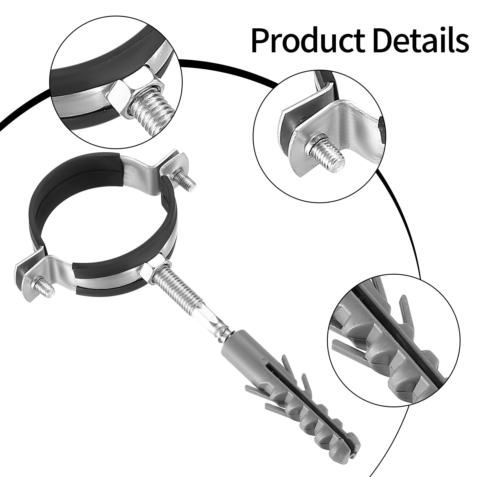 36 Pezzi Morsetti Per Tubi Da 50mm - Con Viti E Tasselli, Rivestimento In Gomma - Foto 10