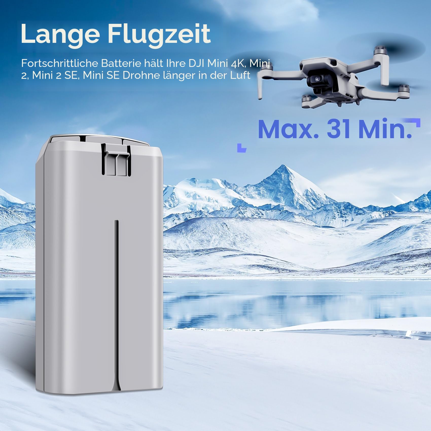Mini 2 Series Intelligent Flight Akku 2 Stück 7.7V 2400mAh Upgraded Drohnen Akku(31 Mins Max Flight Time) Vollständig kompatibel mit DJI Mini 4K/2/2 SE/SE Drohne