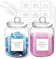 Vista 1 de Laundry Pods Glass Jars - Half Gallon Airtight Containers with Scoop and Labels for Organization and Storage Laundry Room Detergents Powder, Scent