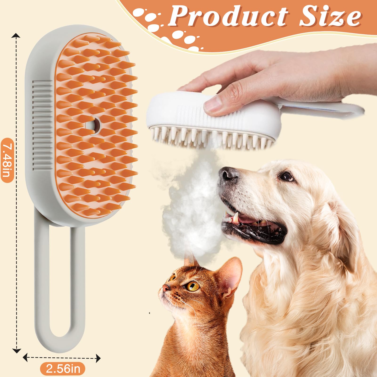 chimoo Spazzola a Vapore per Gatti 3-In-1,Spazzola Gatto con Vapore Verde Spazzola a Vapore per Cani Multifunzionale Spazzola Vapore Gatti per Rimuovere Grovigli e Sciolti Degli Animali