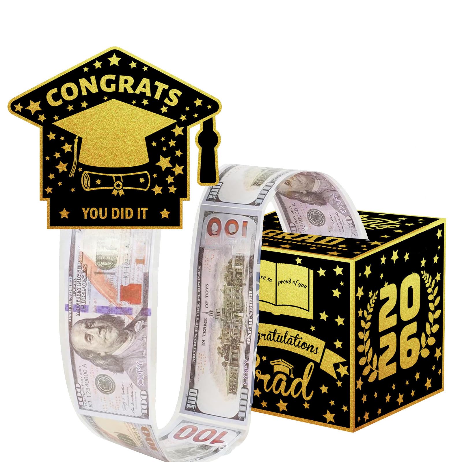 Yunvisty Men's Black Graduation Gifts Box Class Of 2026 Graduation Cap Decorations For Grad Party Favors, Graduations, Surprise Grad Money Holder With 2026 Funny Cash Gift Ideas For And Wo High School College