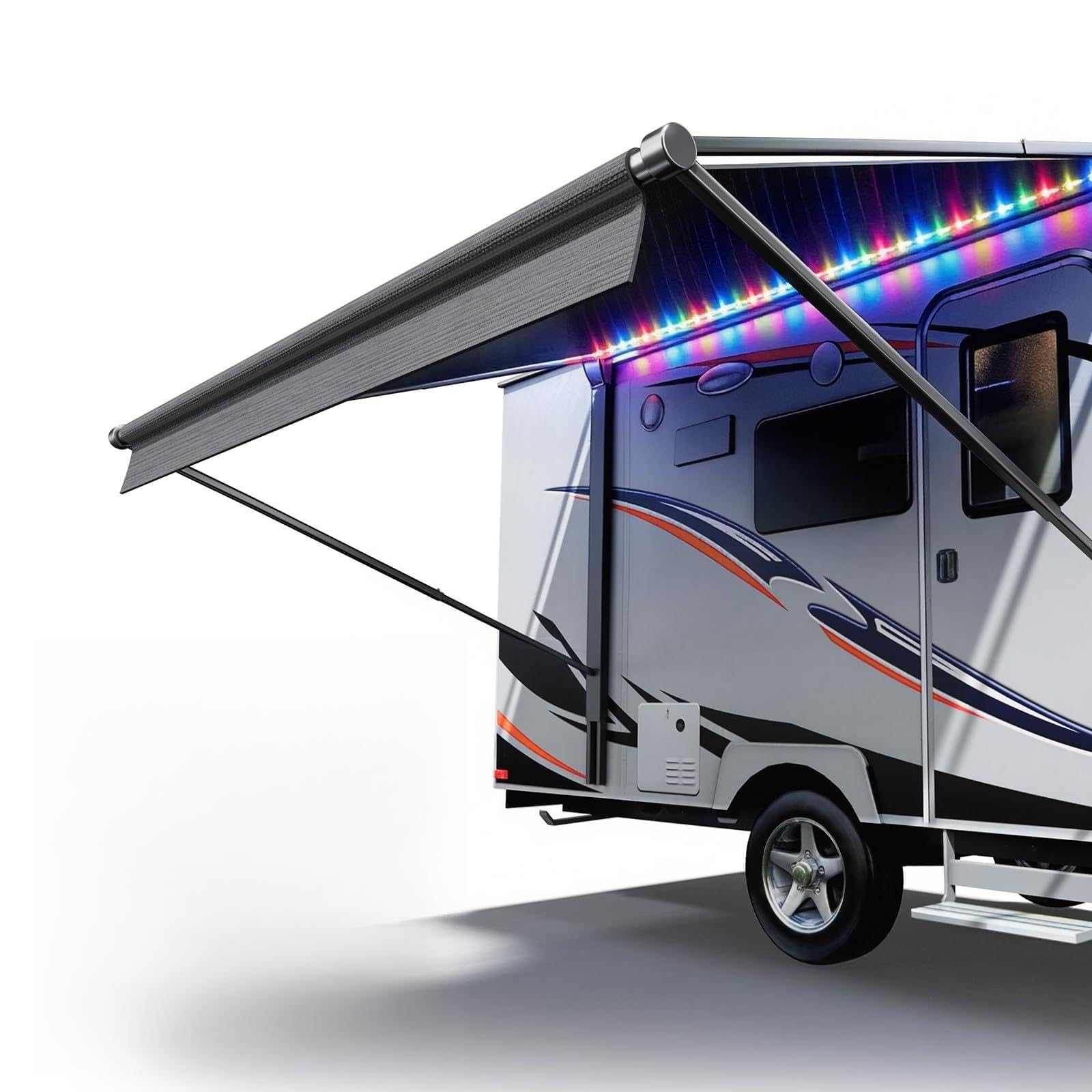 Photo 1 of RV Awning Fabric Replacement, Upgraded 19.5oz Heavy Duty Material, Outdoor Vinyl Canopy for Trailer and Motorhome Awning- 13'(Fabric 12'2"), Gray