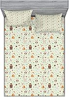 Vista 60 de Ambesonne Island Map - Juego de sábanas bajeras y fundas de almohada, mapa del tesoro súper detallado, diseño de piratas rústicos grungy, tema