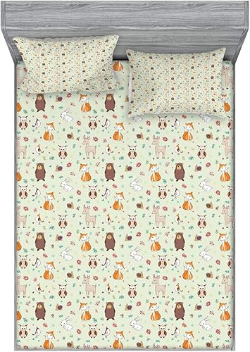 Miniatura 65 de Ambesonne Juego de sábanas bajeras y fundas de almohada, diseño retro de los videojuegos con botones de joystick vintage de los años 80 y 90, diseño