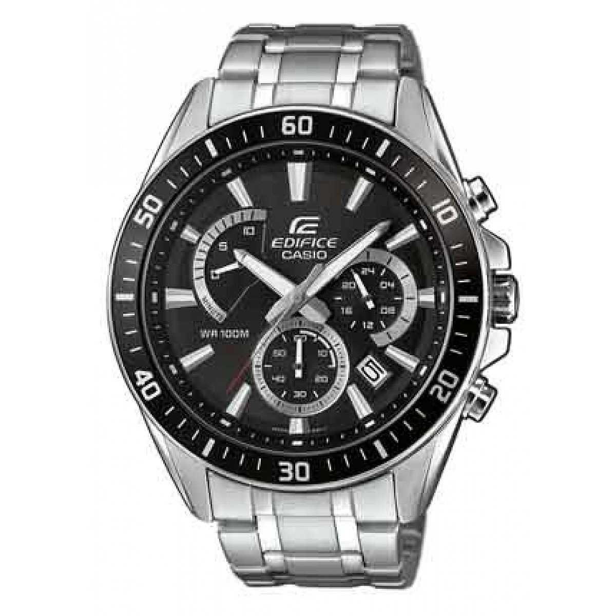 Casio Mens Quartz Watch, Analog Display and Stainless Steel Strap Black Metallic