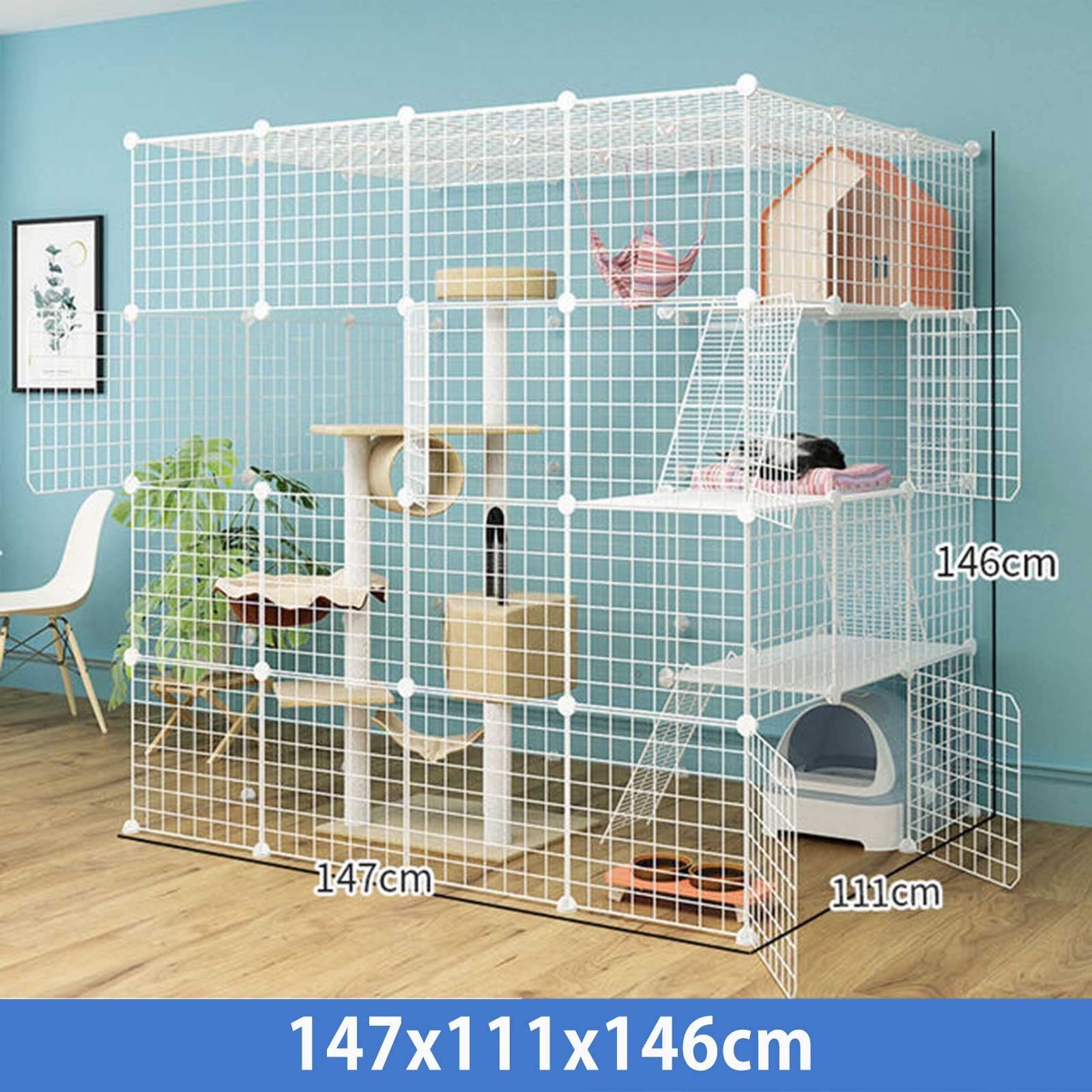 Gabbia per Gatti da Interno - Grande Gabbia per Gatti Cuccia per Animali Domestici Gabbia per Gattini Recinto per Gatti da Esterno Cuccia per Gatti in Metallo Recinto per Gatti Fai da Te da