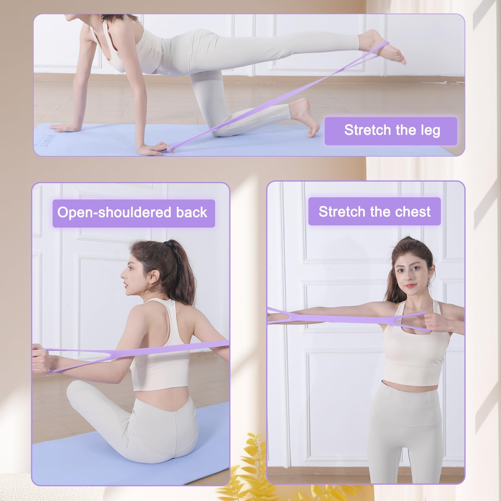 Figure 8 Fitness Resistance Band, Elastic Bands for Working Out,Arm,Back Training Elastic Ropes, Exercise Equipment for Yoga, Pilates,Physical Therapy,Stretching（3 Pack）