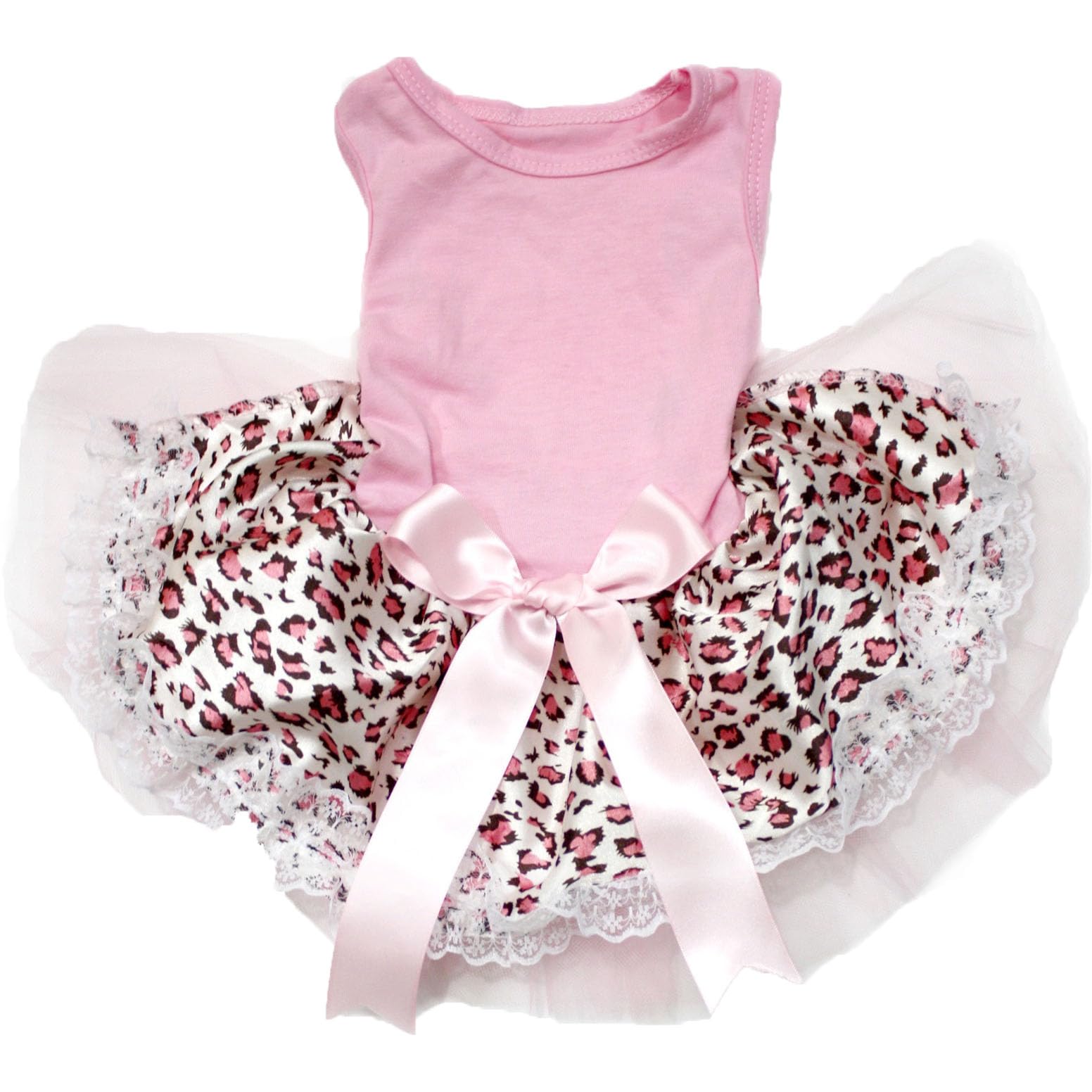 Robe pour chien léopard rose chic en dentelle délicate coupe haute couture XS