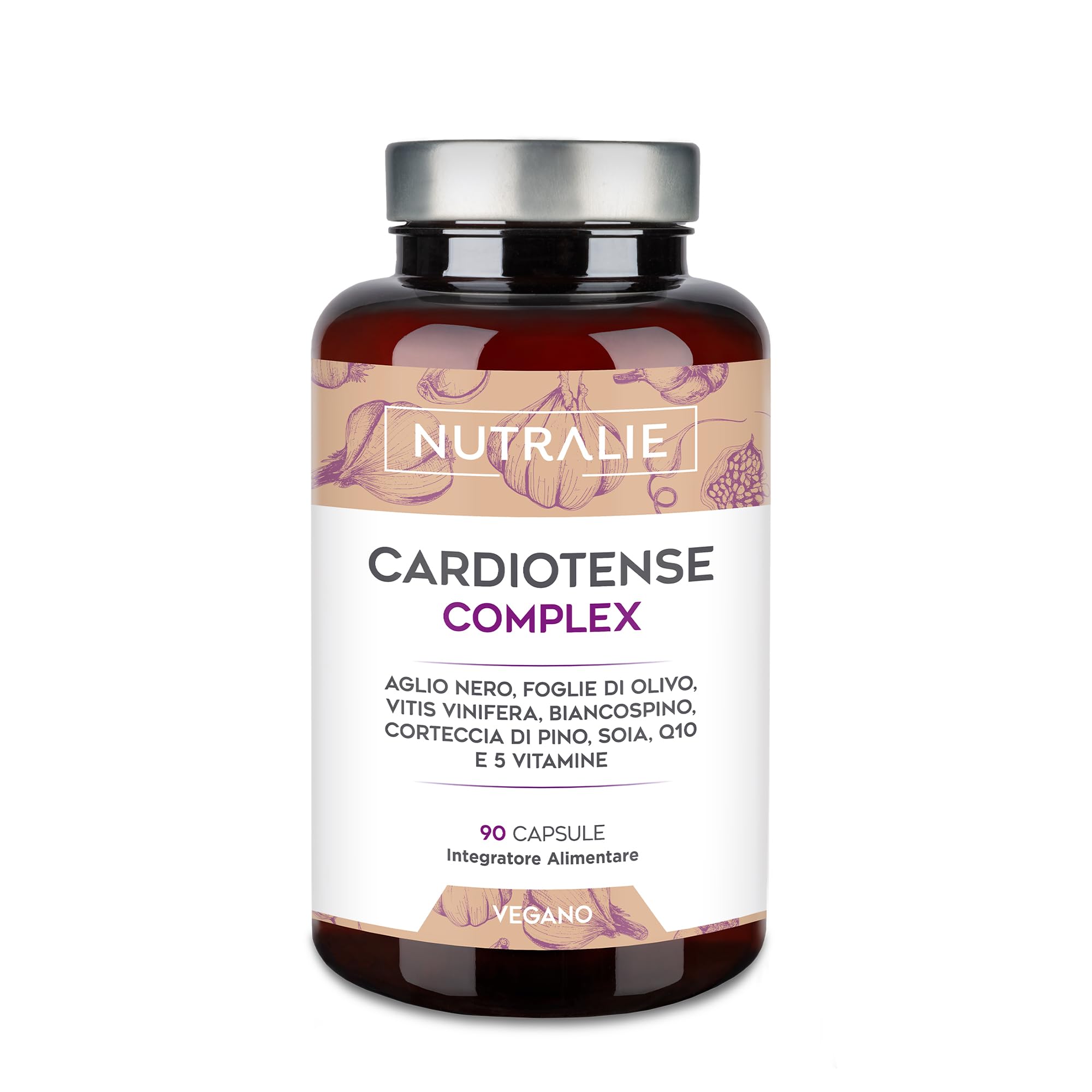 Aglio Nero Complex 11250mg - Potenza 15:1 - Cardiotense - Biancospino + Olivo + Q10 + S-Allilcisteina Vit B - 90 Capsule Nutralie